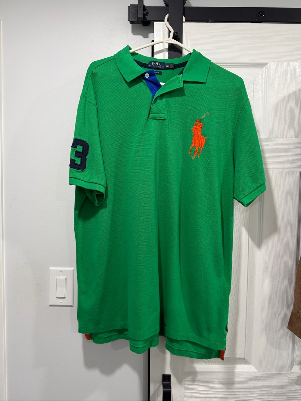 Polo by Ralph Lauren Green Polo with Orange Logo and Navy Accents